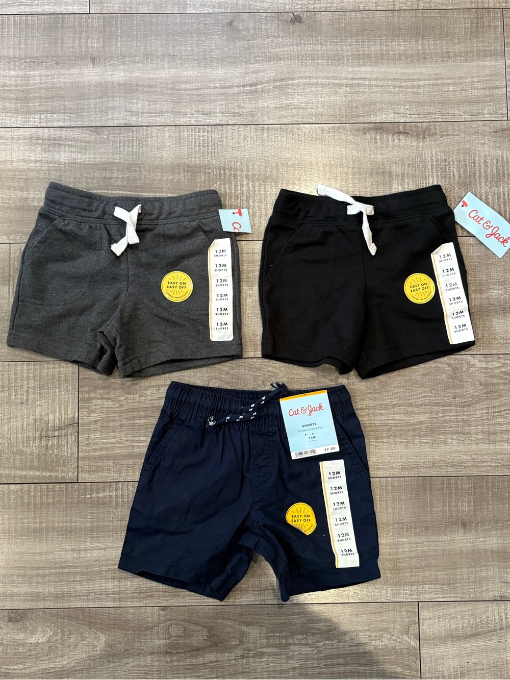 Cat & Jack 3-Pack Knit Shorts - Gray, Black, Navy